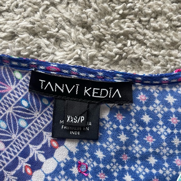 Tanvi Kedia Blouse Size XXS/P Multicolor Sequin Beaded Oversized Flowy Sheer - Picture 5 of 7